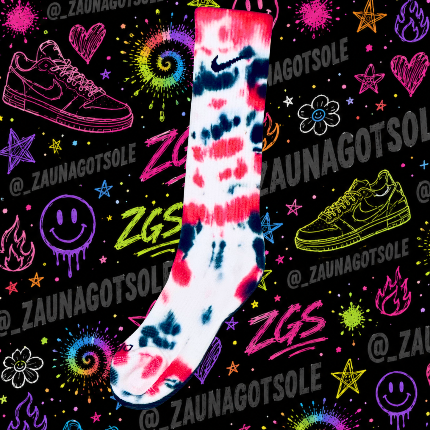 Pink & Black Nike Crew Socks